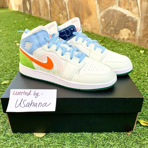 Nike Air Jordan 1 mid GS earth shoes - Picture 3 of 4